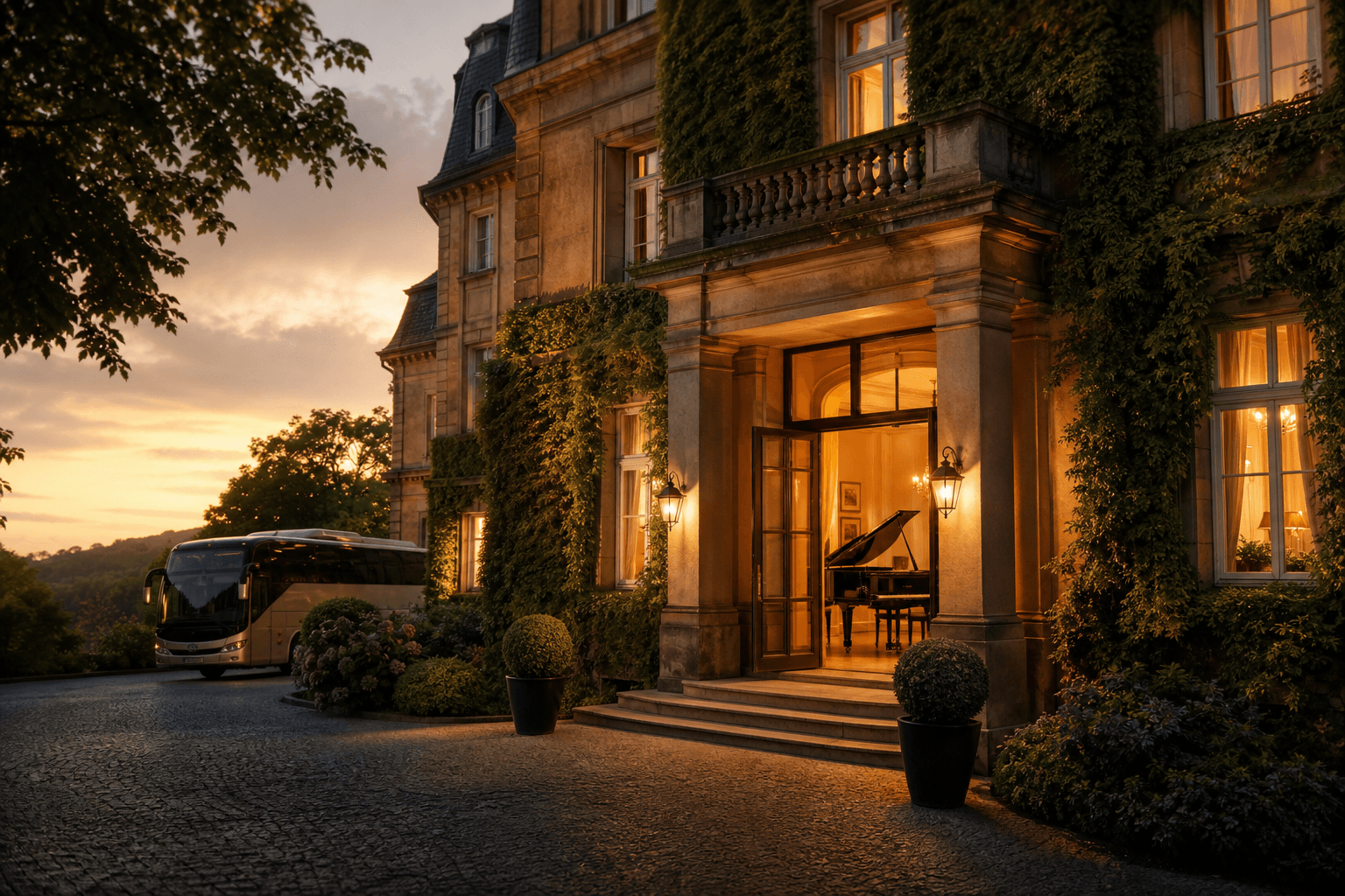 Historisches Chorhotel in der Abendsonne